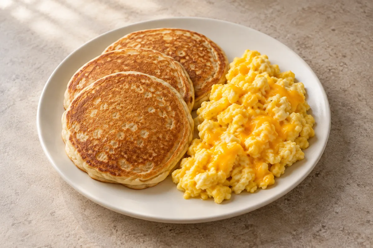 Protein Pancakes with Cheesy Eggs — meal illustration