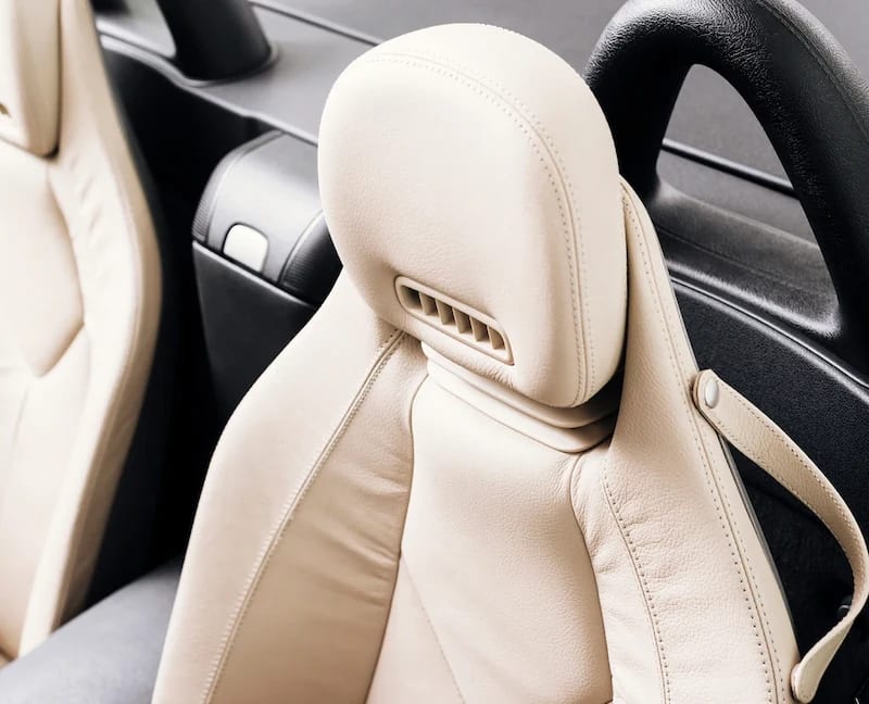Cream leather seat after cleaning in Venture’s portfolio