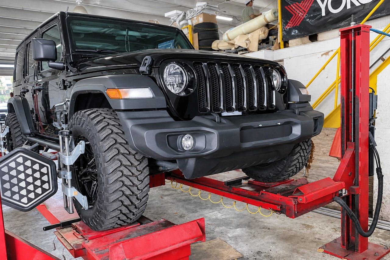 A Jeep Gladiator in for tires