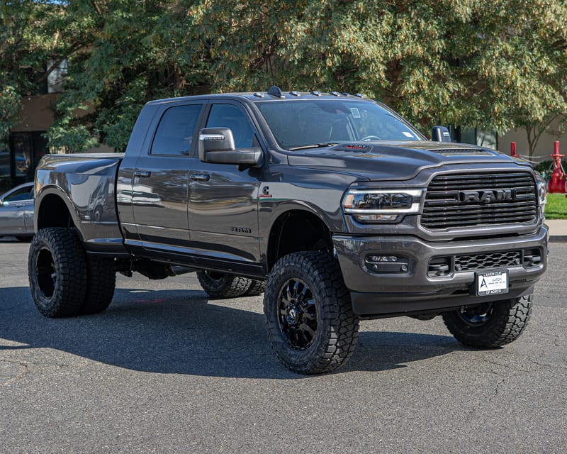 Dark Ram pickup with off-road tires
